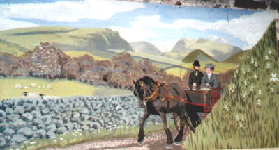 A Victorian farmer and his wife go to market from Dalemain to Penrith in a gig drawn by a brown Fell pony.